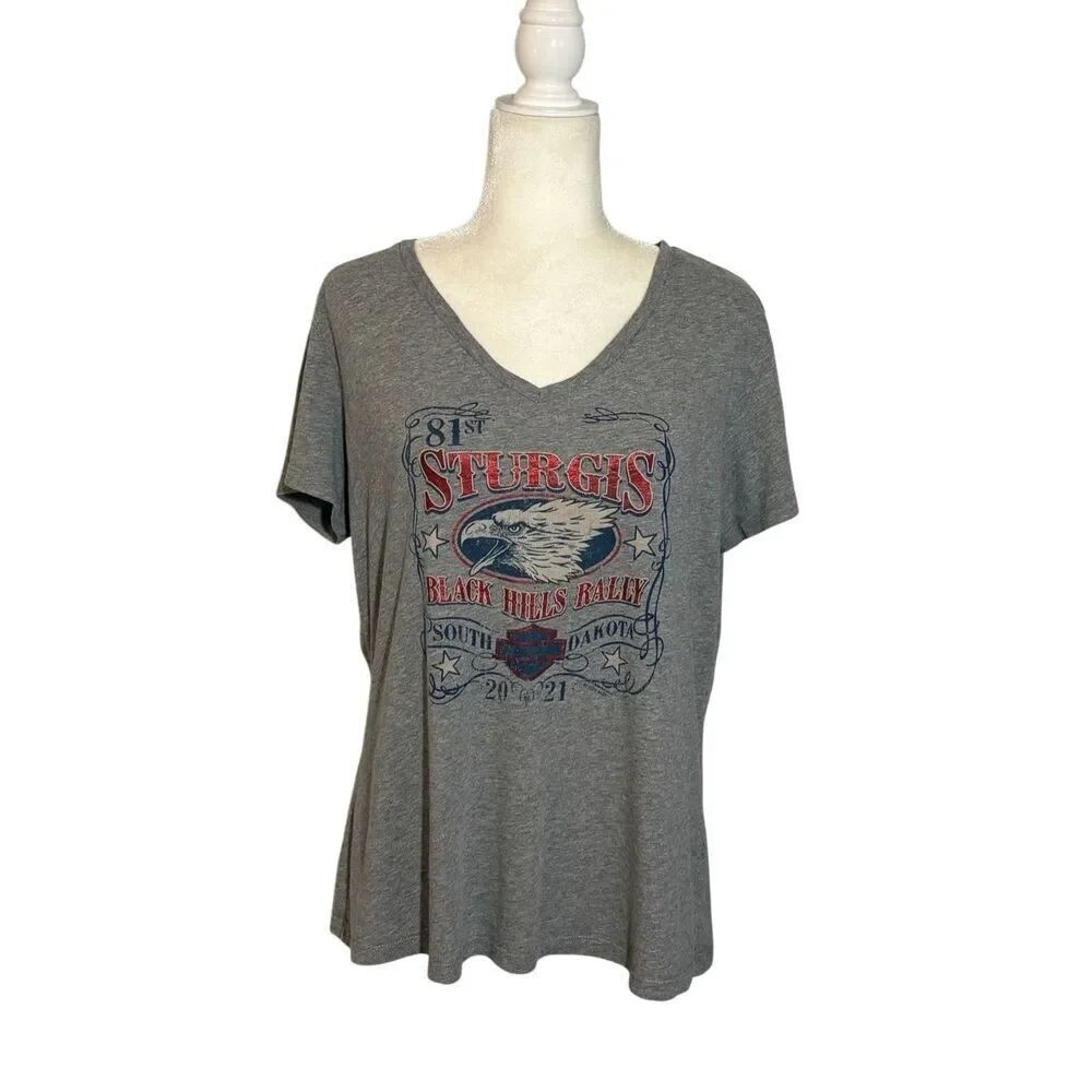 Harley-Davidson gray v-neck Sturgis Black Hills Rally t-shirt - XL